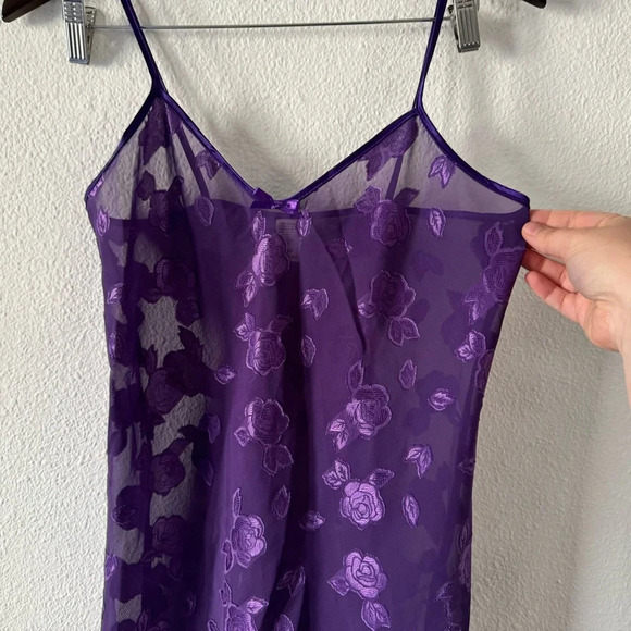 Vintage Lingerie Floral Sheer Nightie Slip Dress Petra Fashions Small Purple - Picture 3 of 9